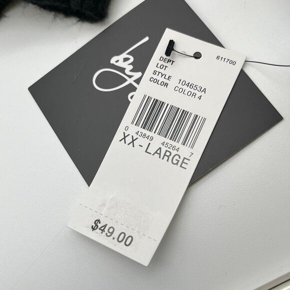 NWT BY&BY Women’s Sweater XXL Black Red Gray Stripe Cowl Neck Drop Shoulder - Picture 10 of 16